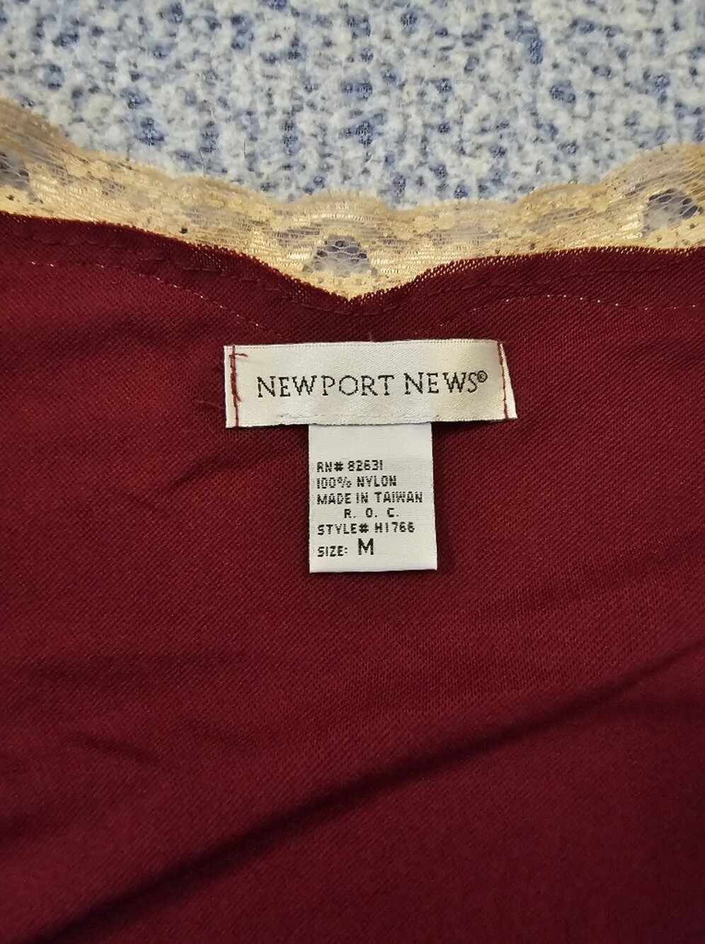 Newport News Burgundy Lace-Trim Blouse - Picture 6 of 6